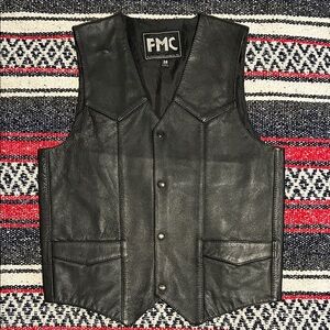 FMC Men's Black Leather Vest